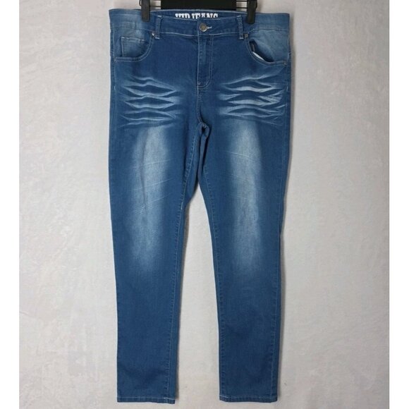 VIP JEANS Womens Size 16 Tall (Actual 35x30) Skinny Whiskering  EUC - Picture 1 of 12